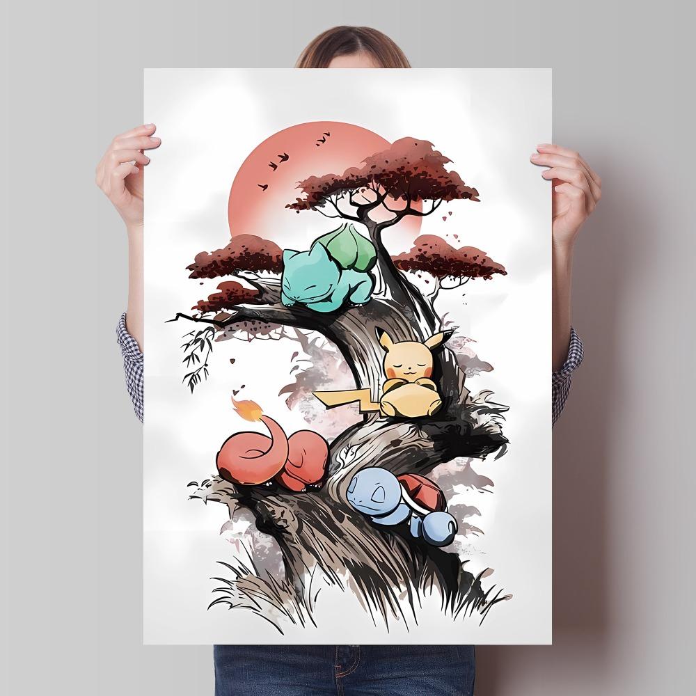 Canvas Artwork Painting Pokemon Pikachu Picture Home Decor Classic Character Images Spray Painting Home Decor Holiday Gift
