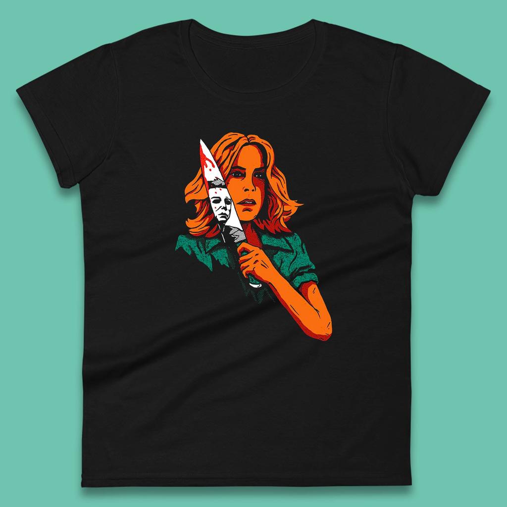 Laurie Halloween Take A Knife Michael Myers Halloween Horror Movie Character Womens Tee T Shirt Mens Tops Unisex Top