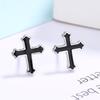 925 Silver Black Cross Stud Earrings For Woman Piercing Wedding Luxury Jewelry Accessories Money 925