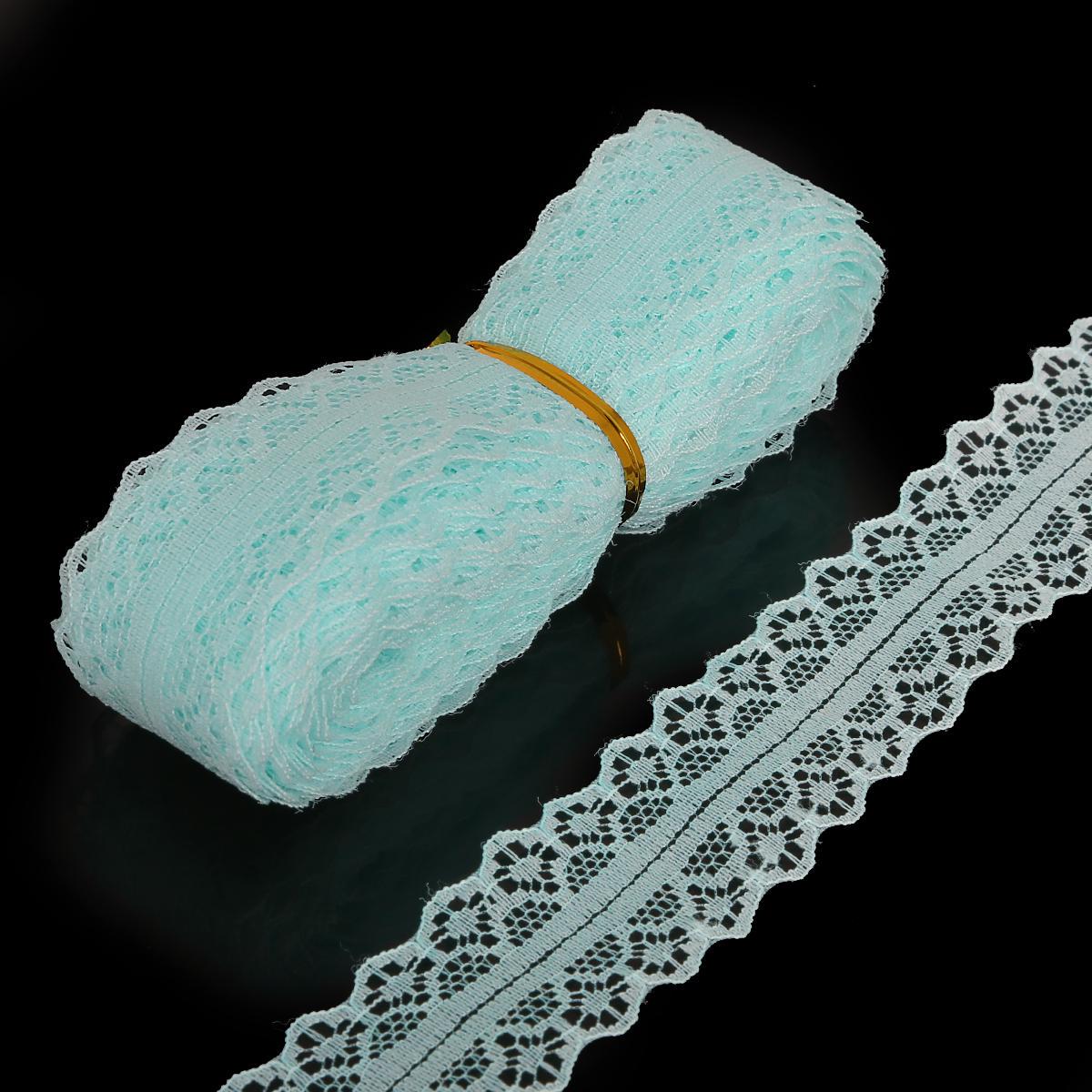 

Вышитая кружевная бейка для шитья павлин голубой