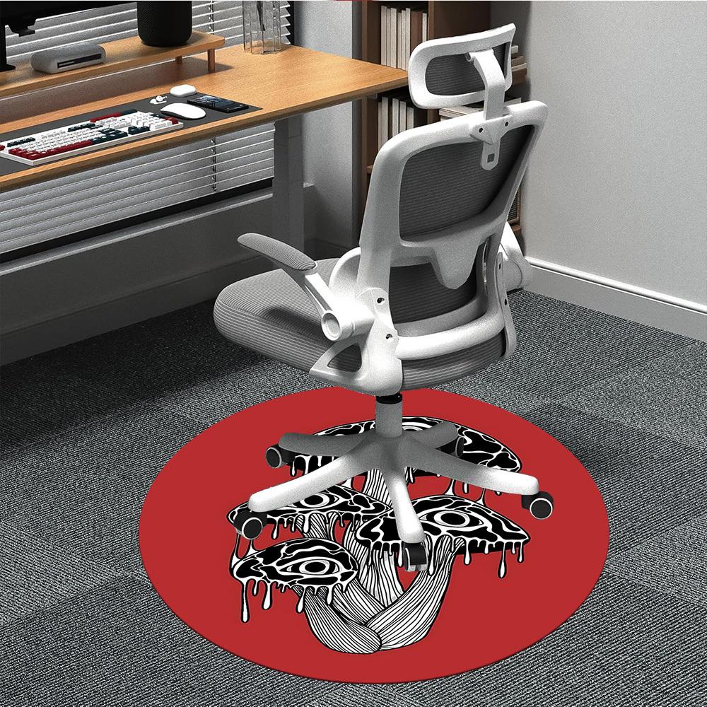 1pc Mushroom Eyes Office Round Area Rug,  Mat Suitable For Office, Under Office Chairs Bedroom Living Room Home Decor, Room Deco