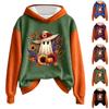 Women's Long Sleeve Pullover Hoodie with Halloween Print Drawstring Hood for Casual Wear