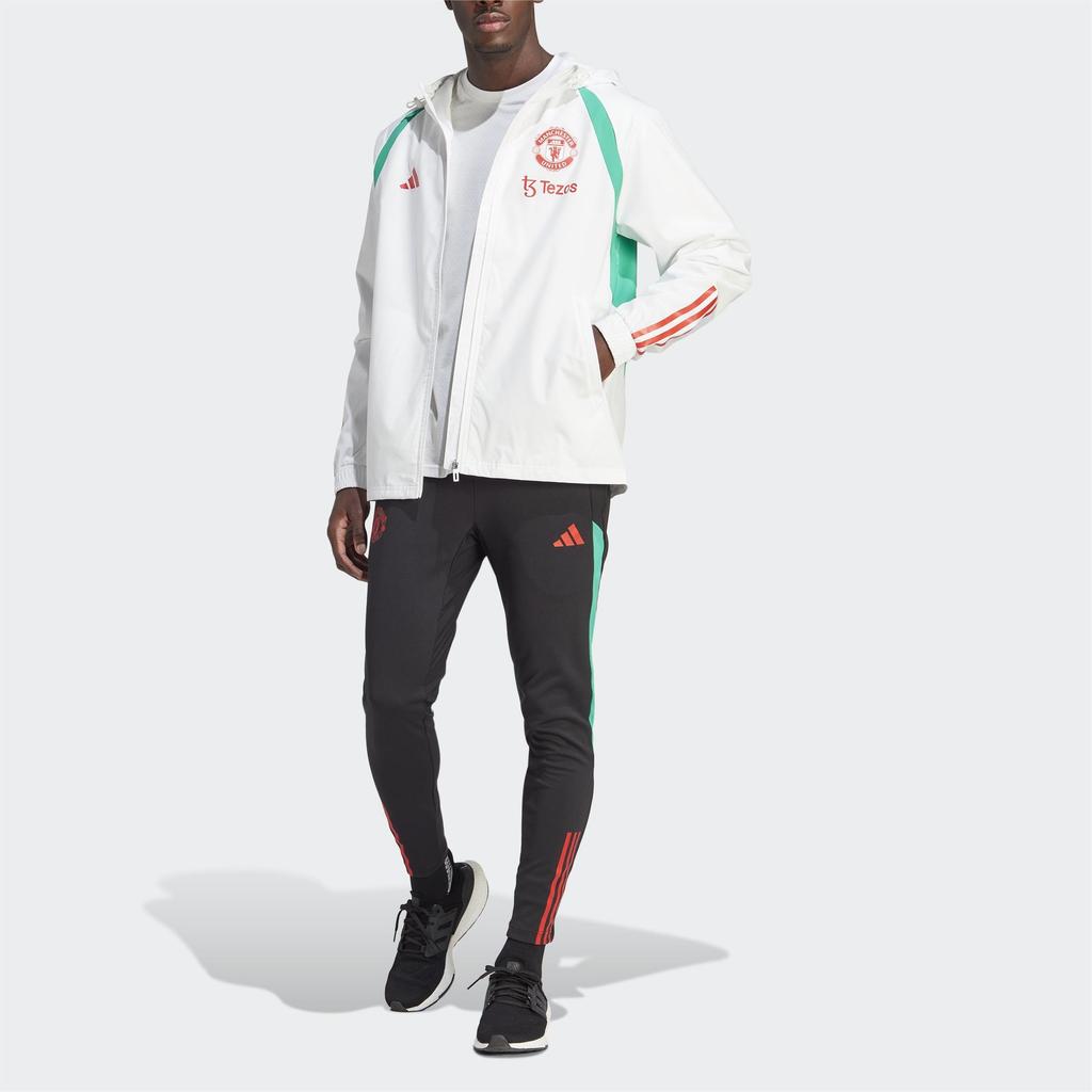 Adidas Manchester United Tiro 23 All-Weather Jacket Color Block Hooded Zip-Up Long Sleeve Jacket Men Jacket Core-White IA7297