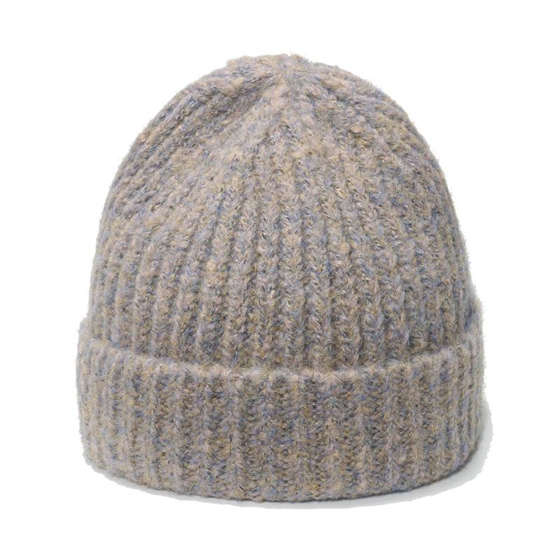 ins Japanese knitted hat women's trend versatile face small cold hat color tie-dye gradual change color warm wool hat women