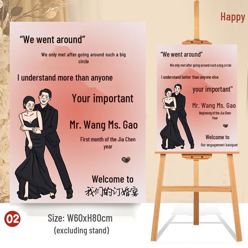 Custom Wedding Welcome Sign Display Stand: High-End Creative Decoration for Engagement Banquets
