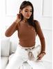 2024 Simple Ribbed V-Neck Long Sleeve Button Women's Top for Autumn/Winter