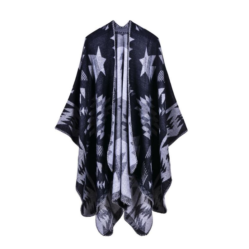 Geometric rhombus imitation cashmere shawl