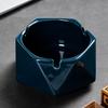 Creative Ceramic Ashtray Diamond Shaped Copper Buckle Storage Box with Lid Living Room Anti Fly Ash Home Decoration Accessories