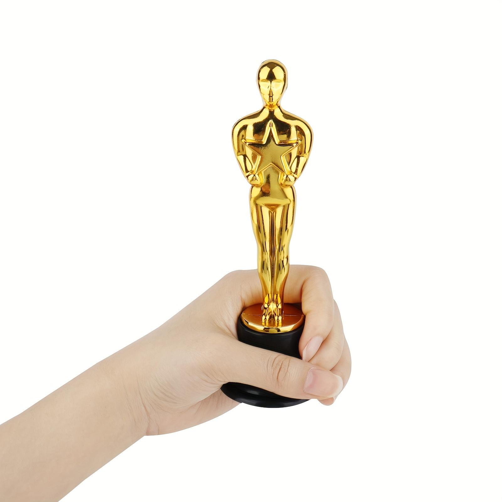 

1/3/6/12pcs Golden Trophy Statuettes, Plastic Oscar Style Award Trophies for Party Decorations, Appreciation Gifts