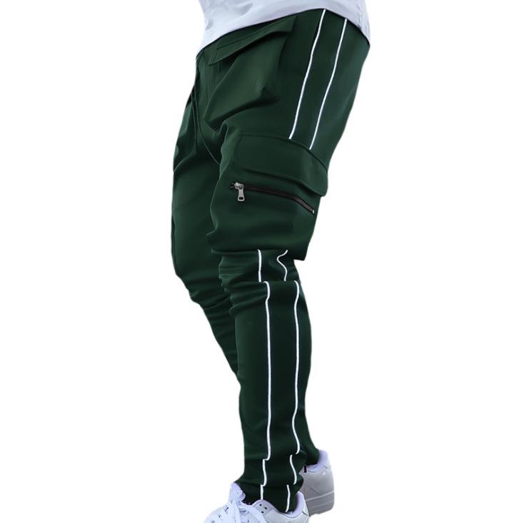 Pánské reflexní elastické cargo kalhoty slim fit: Trendy sportovní a volnočasové oblečení na jaro a podzim