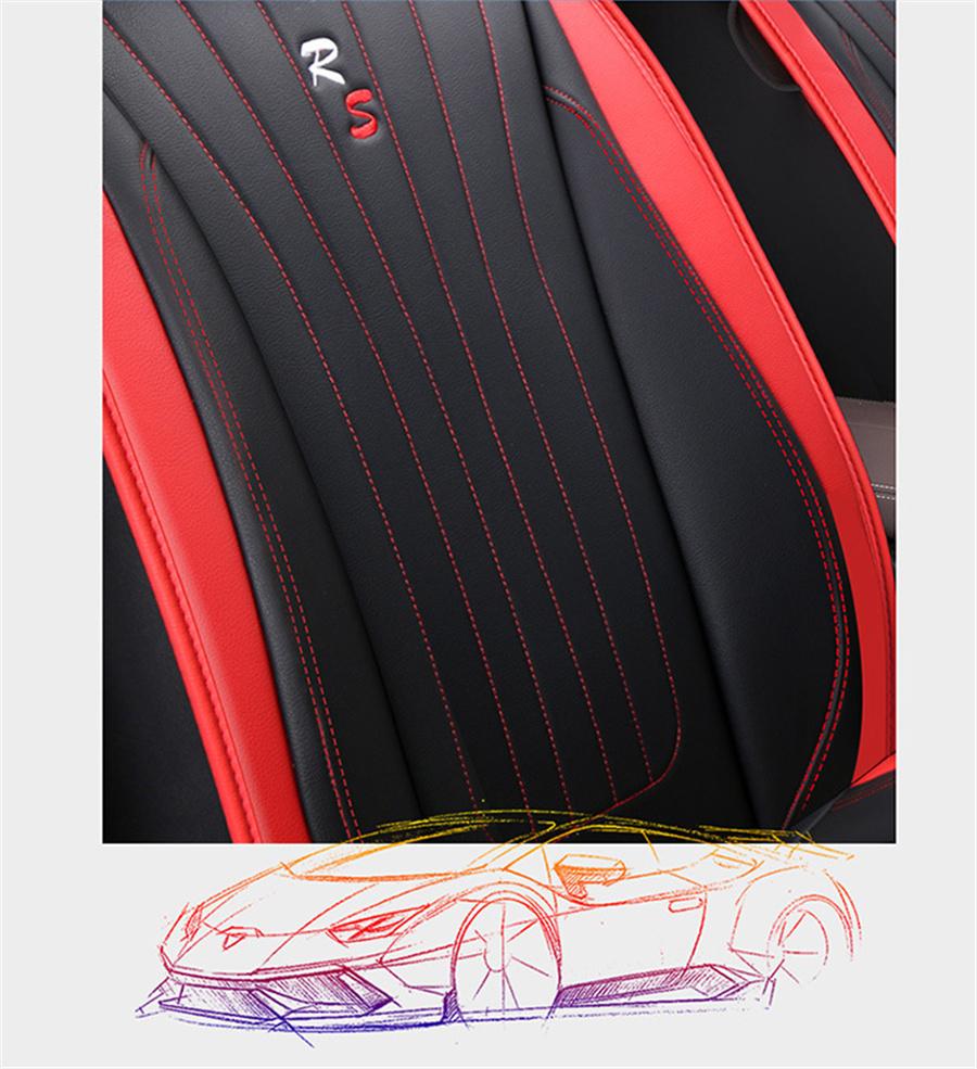5-Sitzer Luxus Abriebfeste Leder Sitzbezug Auto SUV Voll Vorne+Hinten Universelles Sitzkissen Kopfstütze Lendenkissen