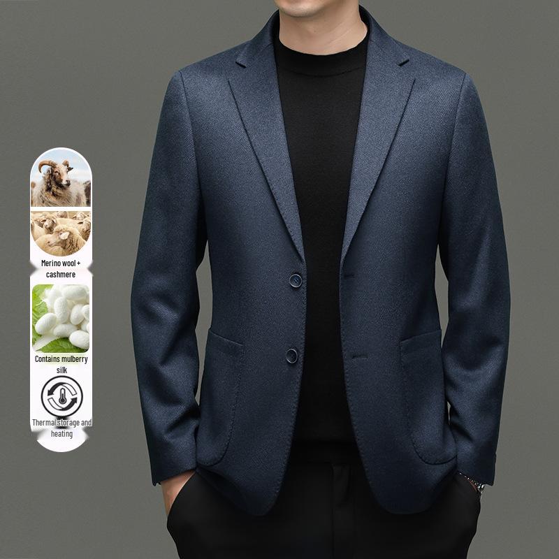 Costum Business Casual Premium pentru Bărbați din Lână, Cașmir și Mătase pentru Toamnă/Iarnă