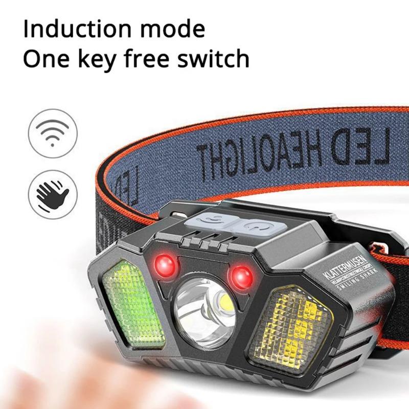 Strong Light Headlamp Portable LED Sensor Headlight USB Rechargeable Head Flashlight Outdoor Camping Fishing Emergency Lantern
