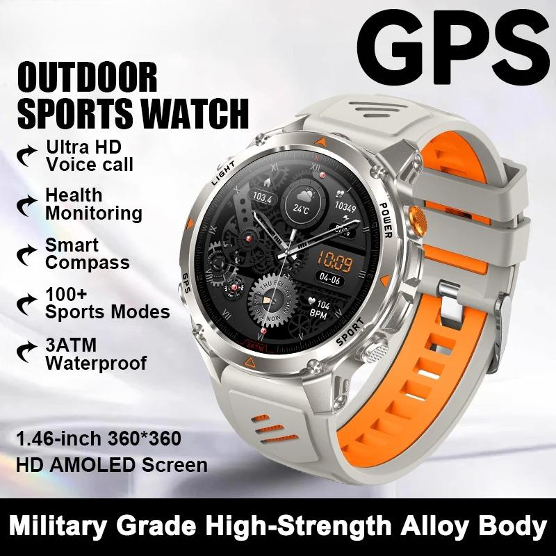 New Military Outdoor GPS Positioning SmartWatch Men Run RIDE Fitness GPS Tracer 10ATM/IP69 Compass HD call Sports Watch bracelet