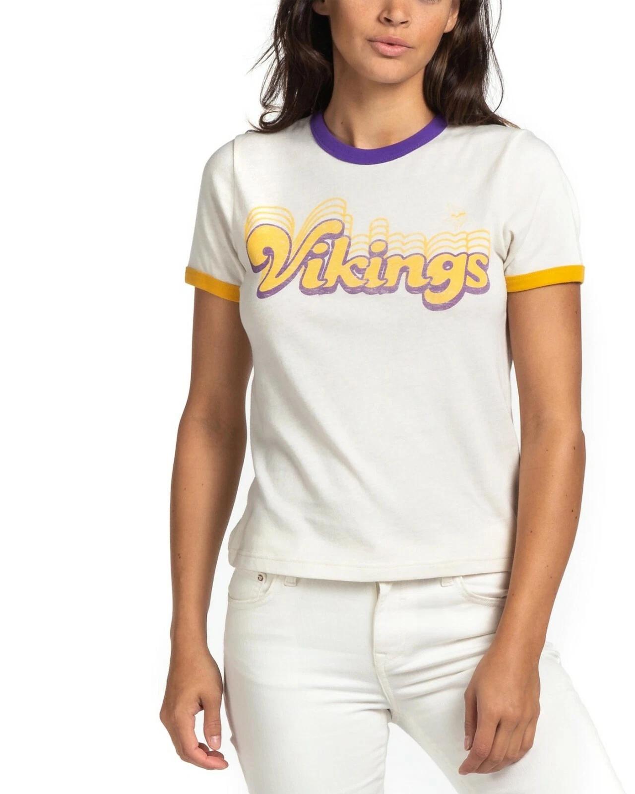 Junk Food Womens Minnesota Vikings Retro Ringer Tee Shirt New 2XS-2XL L