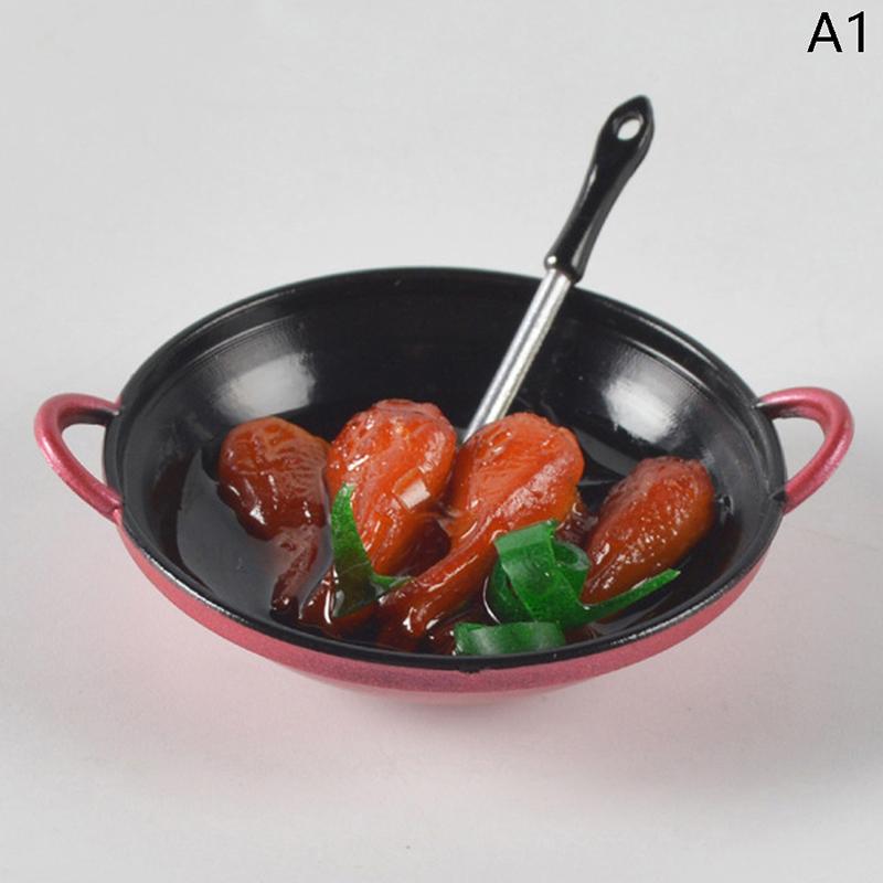 Dollhouse Miniature Diy Accessories Cooking Pot With Food Kitchen Utensils Model