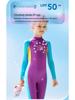 Girls' Long-Sleeve One-Piece Swimsuit - Sunscreen, Quick-Drying, Breathable for Swimming & Diving