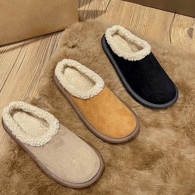 Foreign Trade Retro Wind Fluff Slippers Bag Head Half Support Shoes Women's 2024 New Flat Bottom Women's Plush Snow Boots Women's Shoes