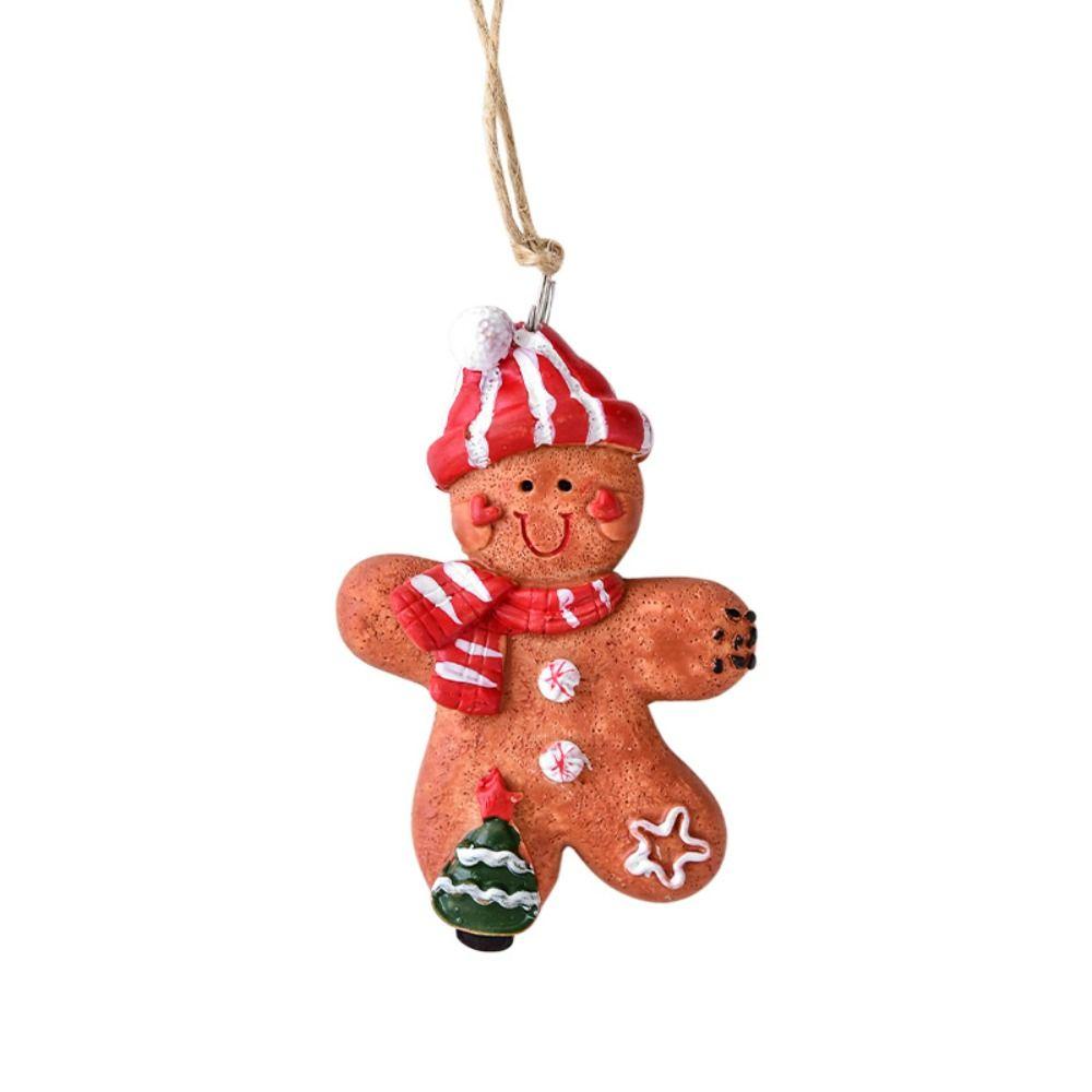 Gingerbread Man Christmas Tree Hanging Pendant Resin Hanging Xmas Tree Ornament Painted Funny Christmas Decoration
