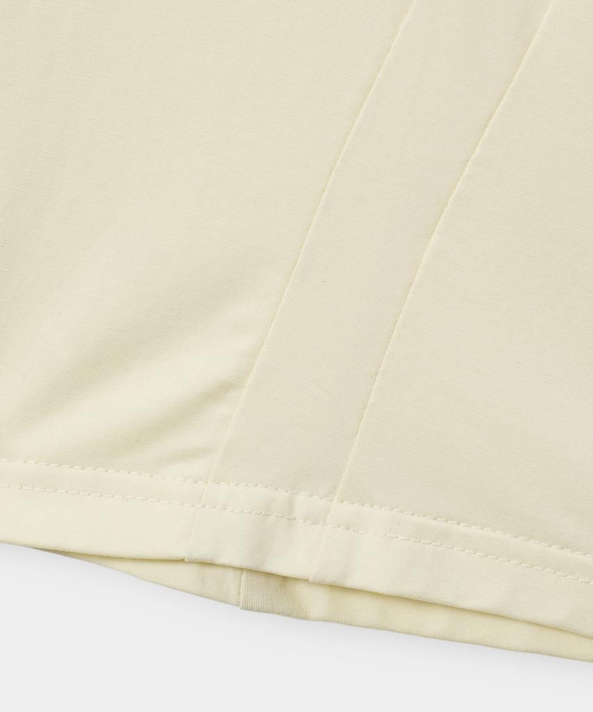 Yujen Lace Neck Semi-Crop Short Sleeve T-Shirt_Cream Butter