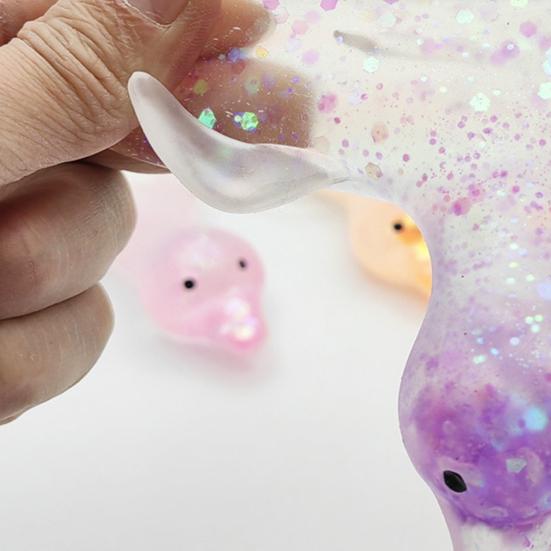 Klarer Glitzer-Quietscheente Mini Liegende Ente Angstlinderndes Sensorisches Spielzeug Langsam Aufgehendes Stressball Tierform Spielzeug