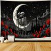 Skull Tapestry Gothic Black and White Romantic Constellation Skeleton Tapestry Floral Abstract Psychedelic Hanging Headboard