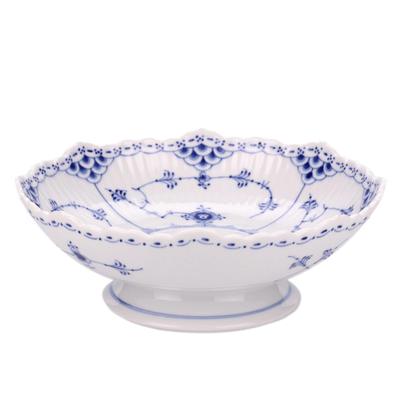 Importeret Royal Copenhagen Musselmalet Halvblonde Kagefad med Fødder 1017214 [Almindeligt Produkt] 17,5 cm