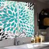 Flower Pattern Kitchen Curtains Abstract Floral Green Grey Black Petals Art Design Short Tier Curtains for Bathroom Cafe Small W