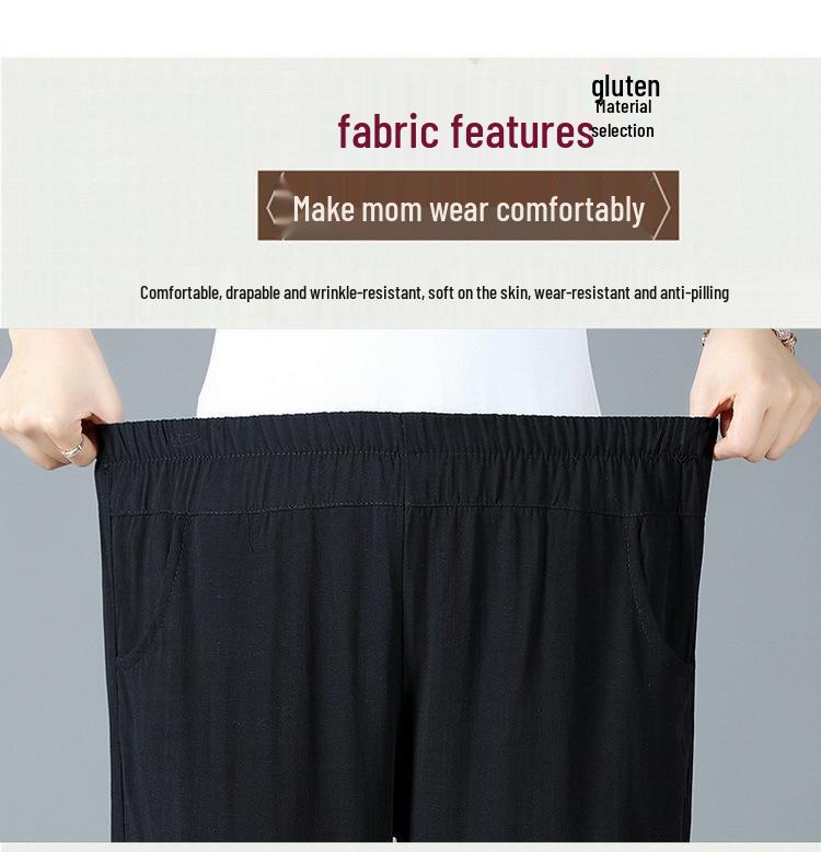 Mom's Summer Embroidered Cotton Linen Pants - Breathable Casual Fit for Women