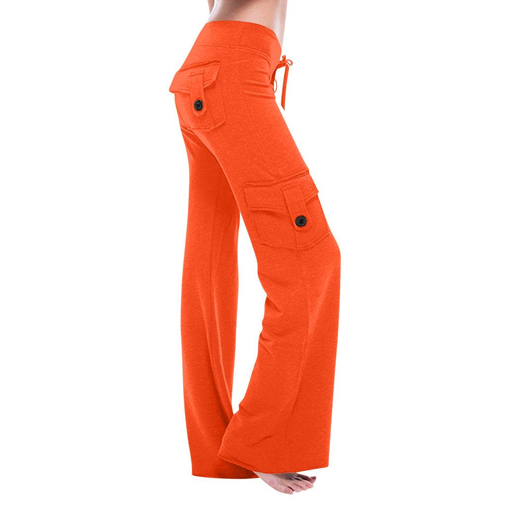 Fashion Women's Color Self Cultivation Elastic Band Pockets Pants