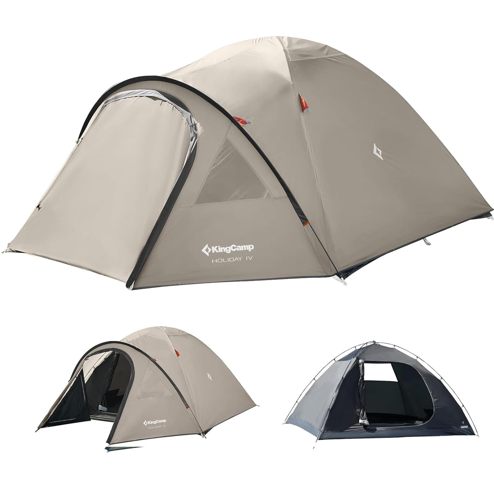 

KingCamp Touring Dome Large 310cm with Spacious Vestibule and Living Ideal for Solo Family Emergency and Outdoor Beige Tent, 3-4 Person, Space, Wide, бежевый