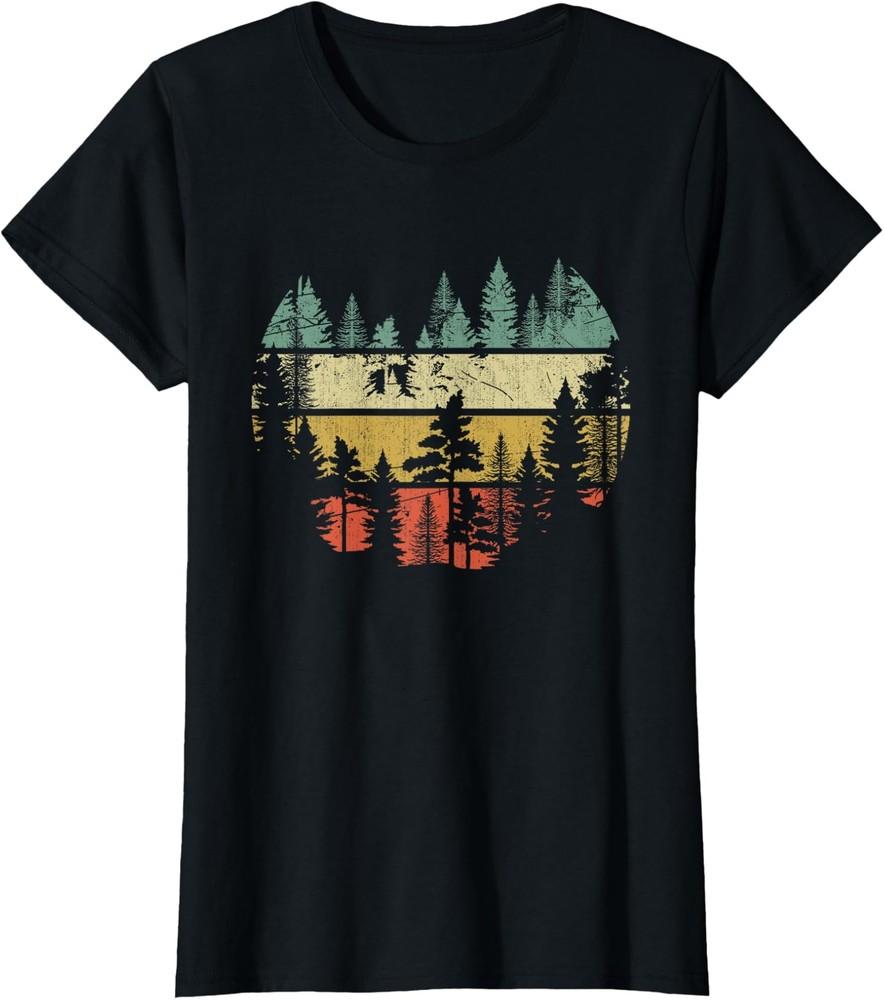 Wildlife Trees Outdoors Nature Retro Forest Sleeveles Ladies  Crewneck T-Shirt Unisex T-Shirt S