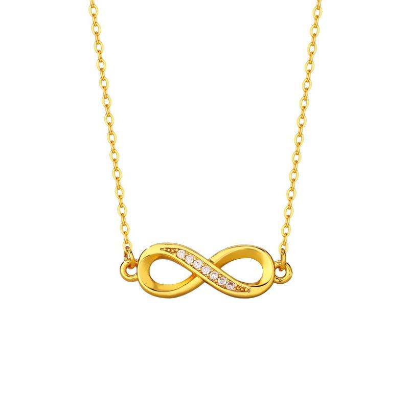 Korean Version of Popular Fashion Simple Infinite 8-character Necklace Women's Creative Inlay Synthetic Zircon Necklace Pendant Jewelry Wholesale