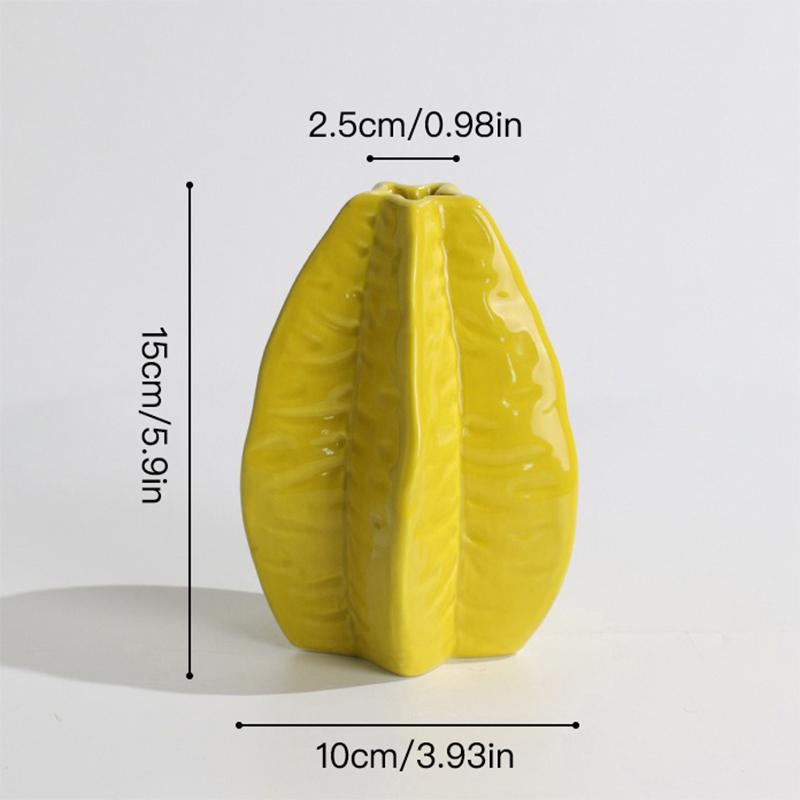 Creative Star Fruit Shaped Vase Ceramic Hydroponic Vase Flower Arrangement Home Decor Desk Ornament Garden Decoration