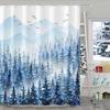 Winter Forest Shower Curtains Snow-covered Pine Alpine Peaks Idyllic Early Morning Scenery Seasonal Christmas Elk Bathroom Decor