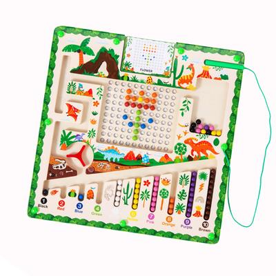 Laberinto magnético para juguetes Montessori, tablero magnético, rompecabezas, dinosaurio, niños, laberinto magnético de madera, juguete educativo, desarrolla la coordinación, mejora el juguete ideal.