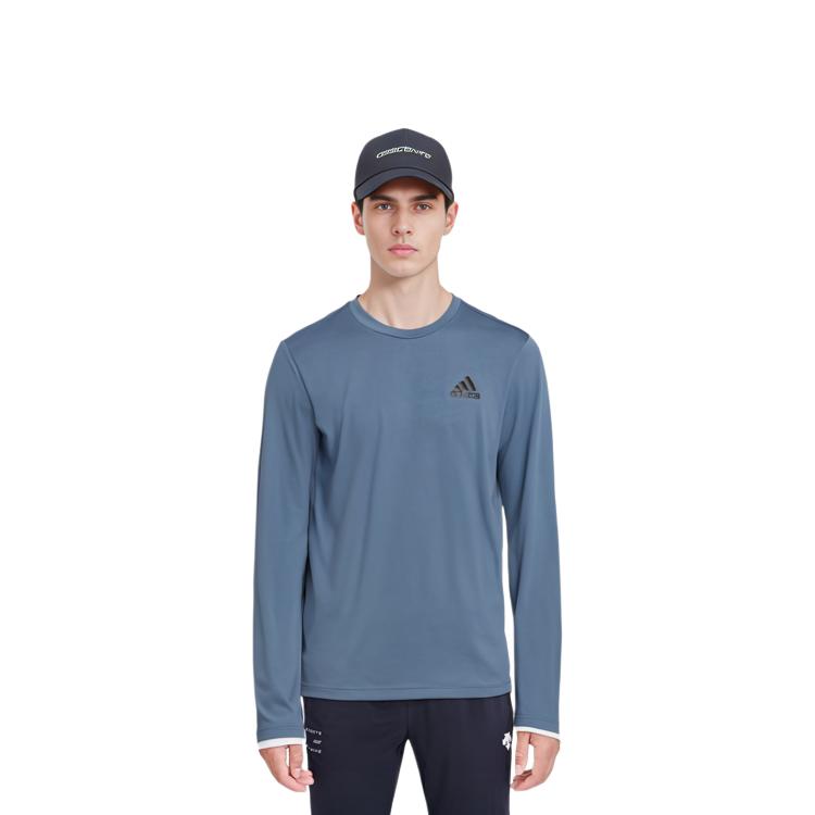 adidas T Shirts Men's Marine Blue Crew Neck Moderate Straight Fit HM4785