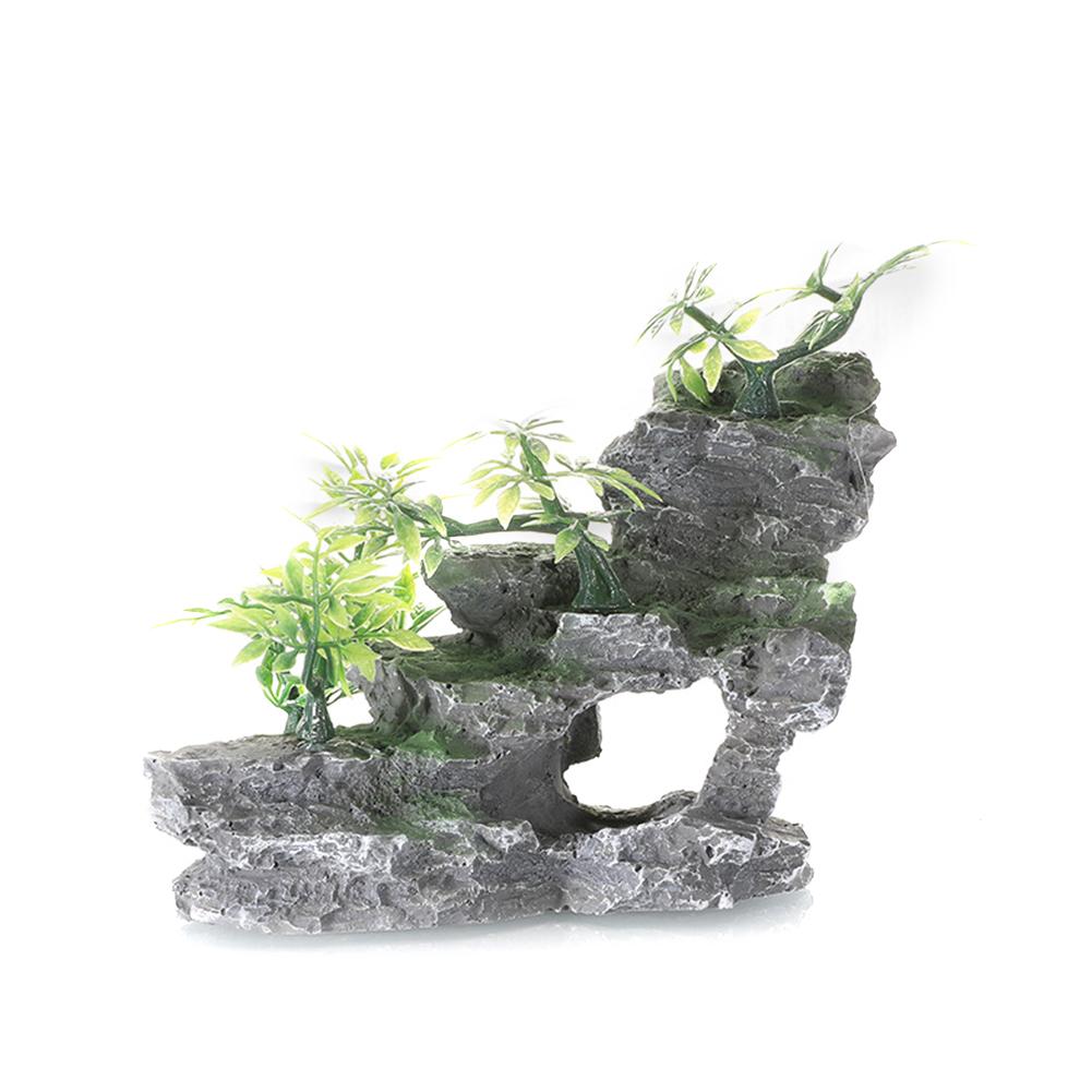 Aquarium Decoration Simulation Rockery Fish Tank Landscaping Stone Ornament Artificial Resin Mountain Fish Hiding Cave Stone Decor