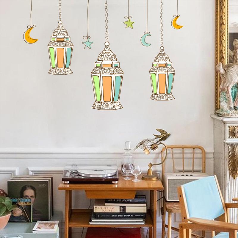 Eid Mubarak Wall Stickers Ramadan Decoration Window Sticker Eid Mubarak Decor 2025 Ramadan Kareem Islam Muslim Party Supplies