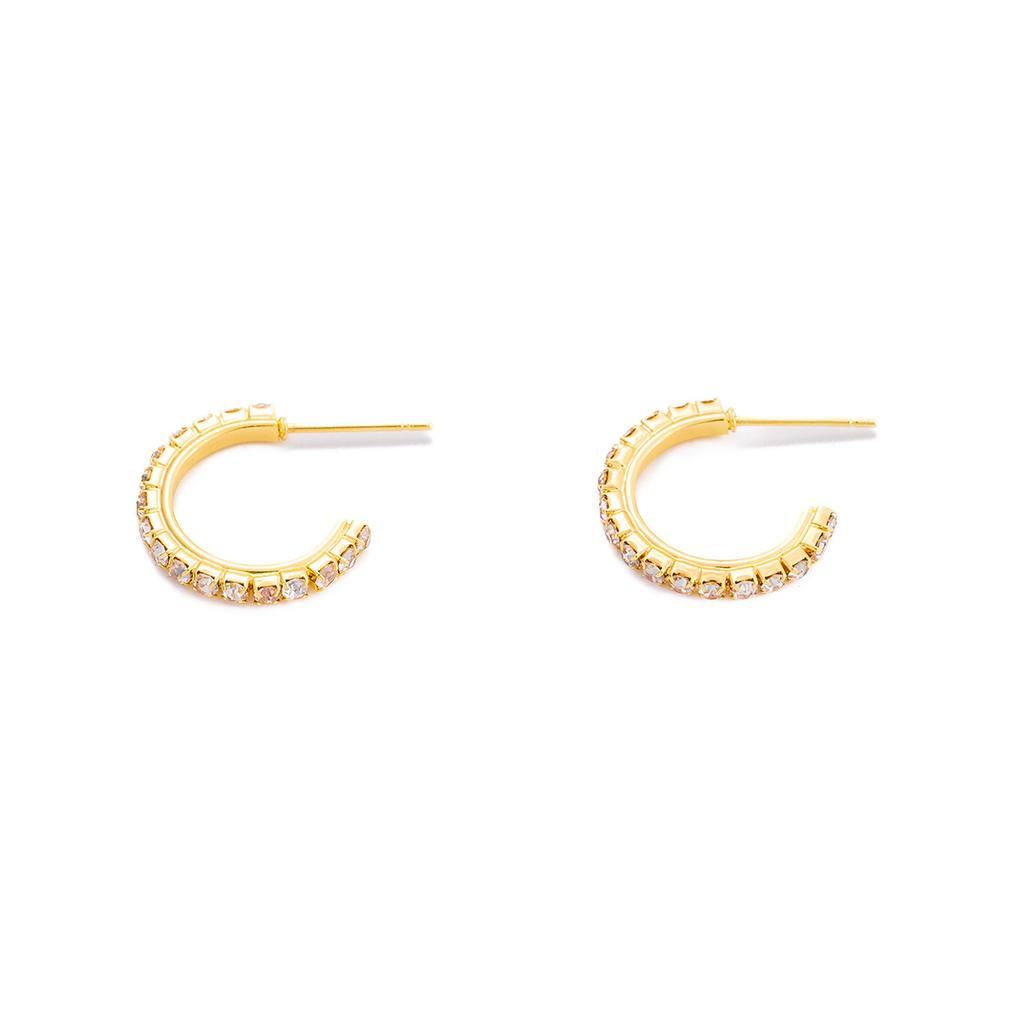 Fashion Light Luxury Temperament Sense Women Super Flash Creative Simple Circle C-Shaped Earrings