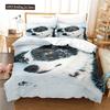 Dog Duvet Cover Set White Dog Animals Pattern Cute Kawaii Polyester Comforter Cover King Queen Size For Boys Girls Bedding Set