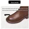 Women's Vintage Korean Style Mid-Calf Leather Martin Boots, Autumn/Winter Collection, Plus Size, Back Zipper, Casual Slimming Design.