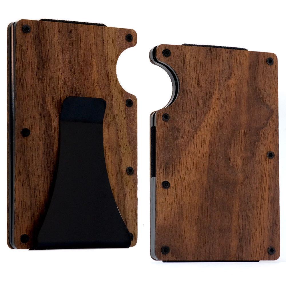 

RFID Blocking Carbon Fiber & Aluminum Credit Card Wallet with Solid Wood Detailing