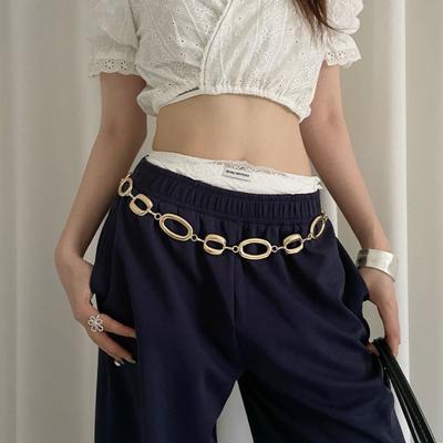 Fashion Metal Waist Chain High-end Design Gold Silver Metal Chain Waistband Versatile Dress Belt Chain Women