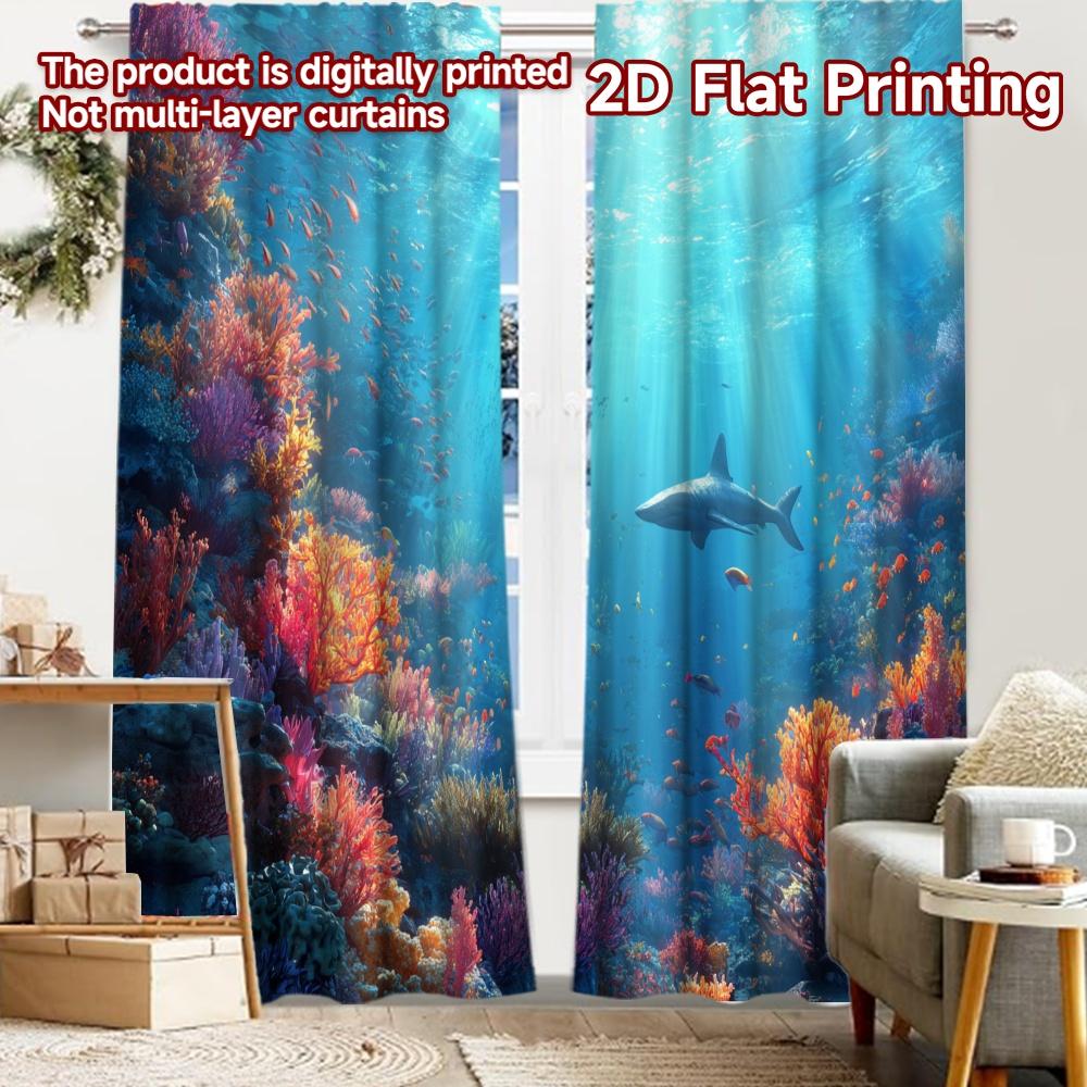 

2pcs, 2D FLAT PRINTING Curtains (Without Rod) Ocean Harmony(3) Holiday curtains Polyester Curtains Decorations Inside Perfect 52.50 × 116.00 cm 2 pcs