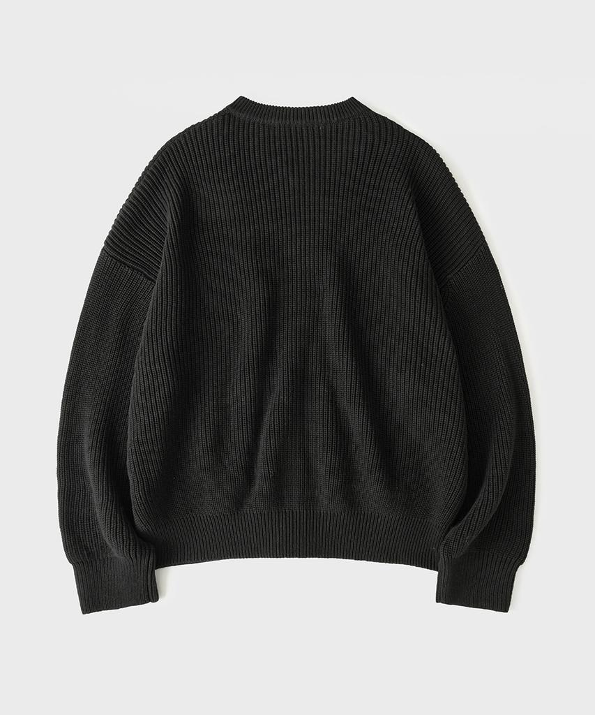 Hooves Cotton Two-Way Balloon Knit Zip-Up [Black]