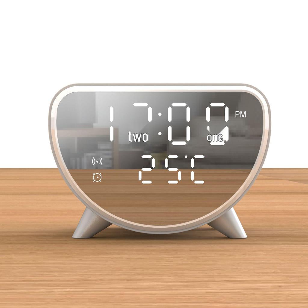 3-in-1 Wireless Charger & Alarm Clock with Thermometer - 15W Fast Charger for Apple Phones