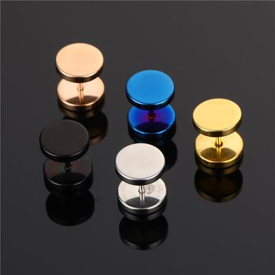 Western Fashion Simple Design Stainless Steel Stud Earrings Blue Black Round Barbell Earring For Trend Men Women Jewelry