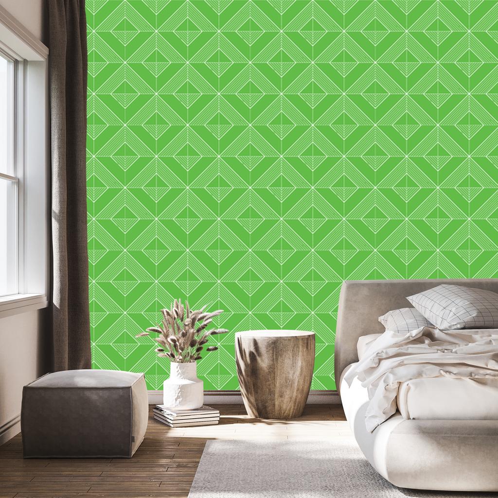 Wallpaper Geometric rhombuses green, center green 50x1000
