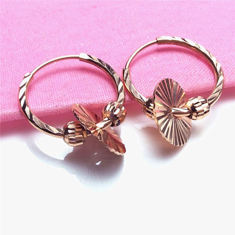 Изысканные серьги с пайетками, покрытые розовым золотом, Русское фиолетовое золото, Простой модный тренд, Серьги из цветного золота 585 пробы